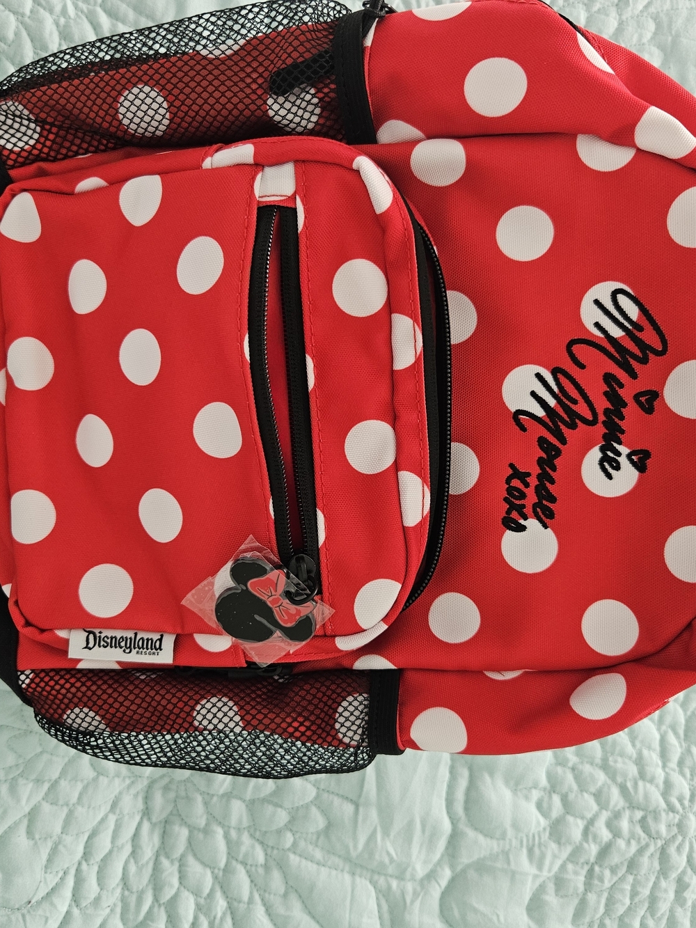 Disney Parks Minnie Mouse XOXO red polka dot mini backpack, - Picture 4 of 7